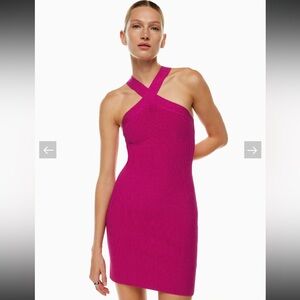 Babaton Pink Ribbed Dress